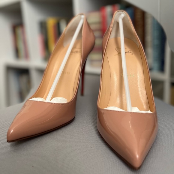🎉SOLD🎉 CHRISTIAN LOUBOUTIN Pigalle Follies 100 Nude Patent 37.5 Authentic NEW - Picture 6 of 16
